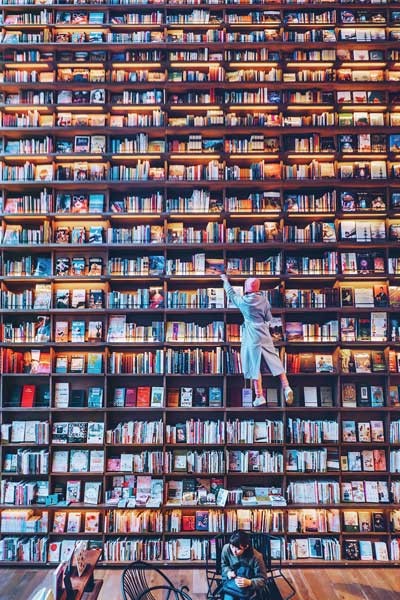 Fotografía tomada en una librería en Wanderlust. Kristina Makeeva Wanderlust libros