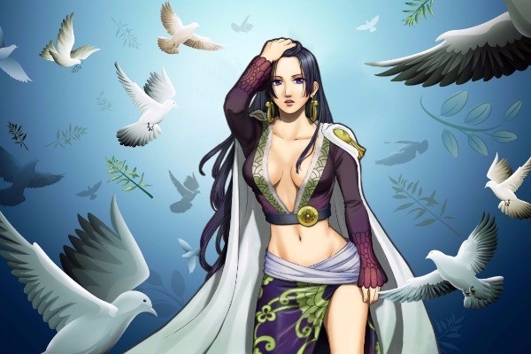 Es personaje de una manga llamada One Piece. Boa Hancock