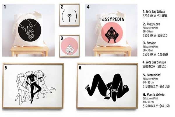También cuentan con venta de productos: playeras, bolsas, anillos… ¿qué te gusta más? Pussypedia productos