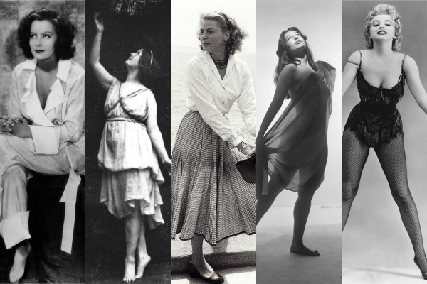 De izquierda a derecha: Greta Garbo, Isadora Duncan, Ingrid Bergman, Katy Jurado, Marilyn Monroe. mujeres sex symbols