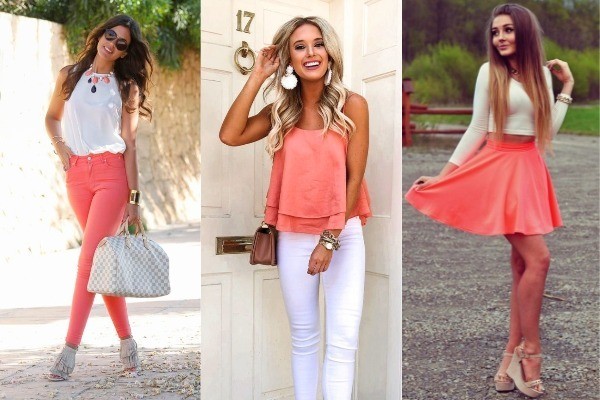 Con esta combinación, el color coral se vuelve más llamativo.