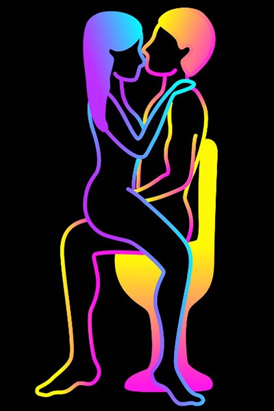 La mujer puede colocarse de espaldas o de frente a su pareja.