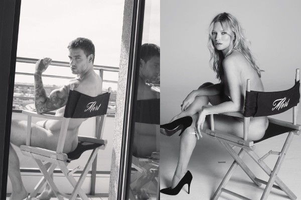Izquierda: Liam Payne. / Derecha: Kate Moss. Ambos sentados en la silla de Mert Alas.