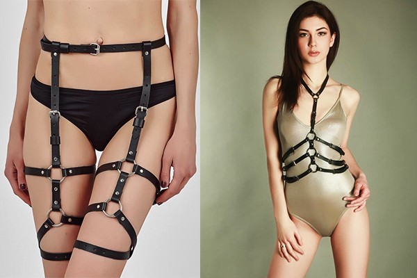 Izquierda: arnés tipo liguero. / Derecha: arnés tipo collar.