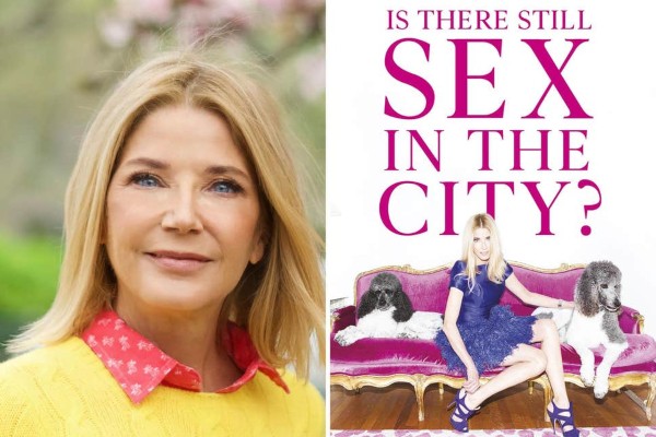 Candace Bushnell y la portada de su libro.