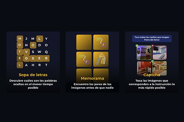 Tres diferentes juegos asignados aleatoriamente cada semana.