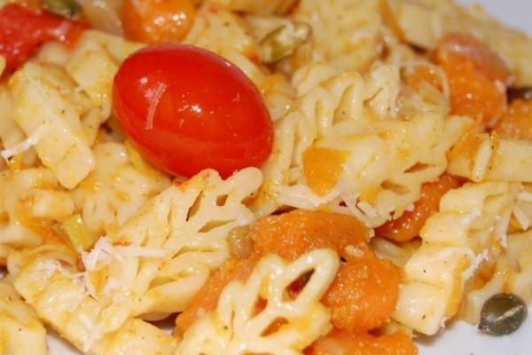 Pasta con calabaza al curry